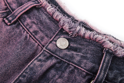 felt embroidered washed jeans