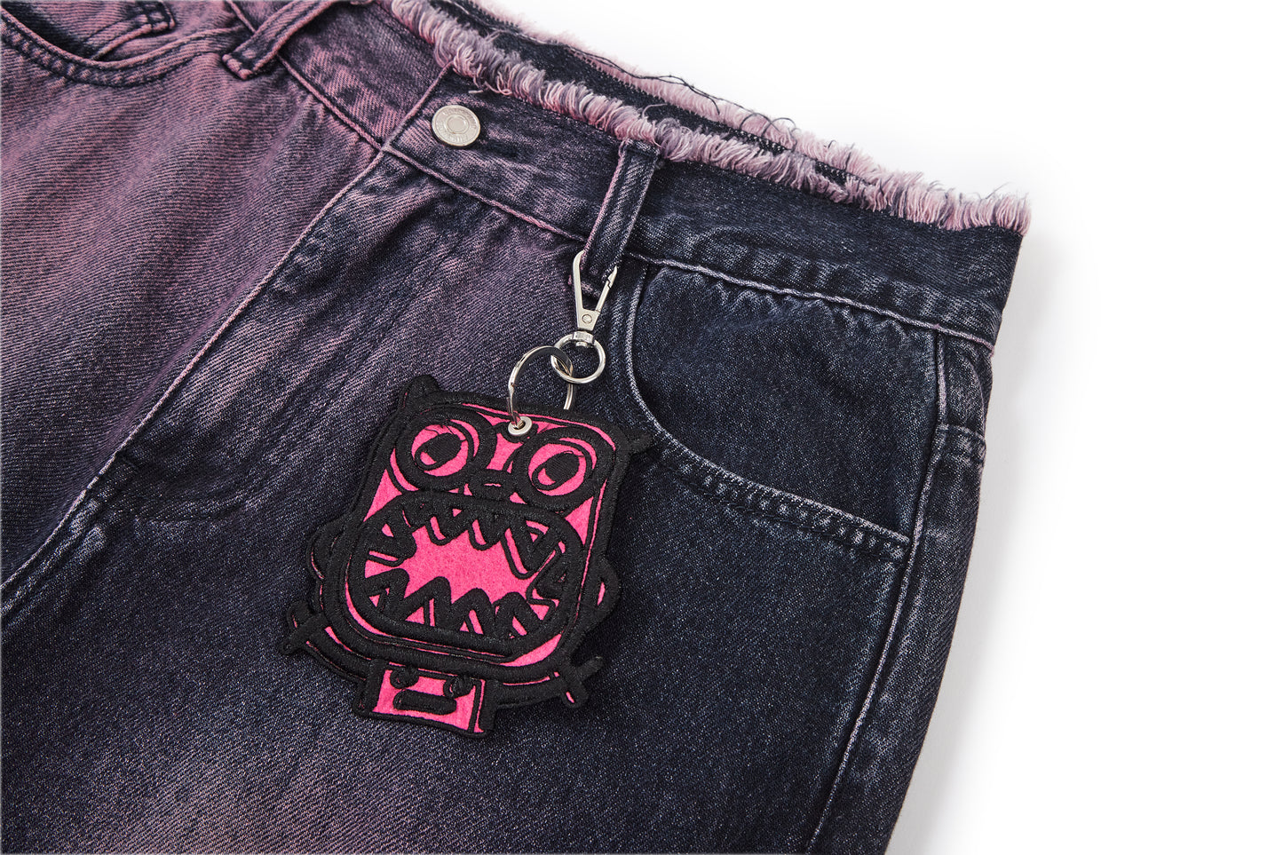 felt embroidered washed jeans