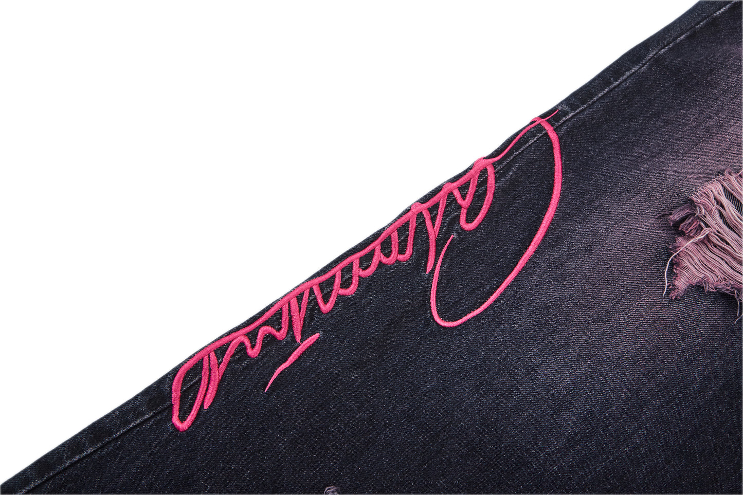 felt embroidered washed jeans