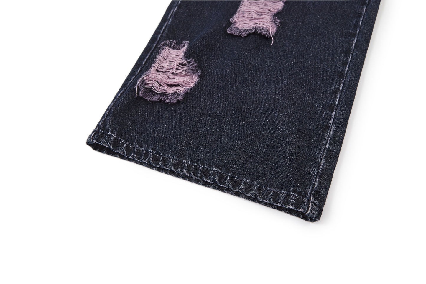 felt embroidered washed jeans