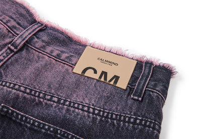 felt embroidered washed jeans