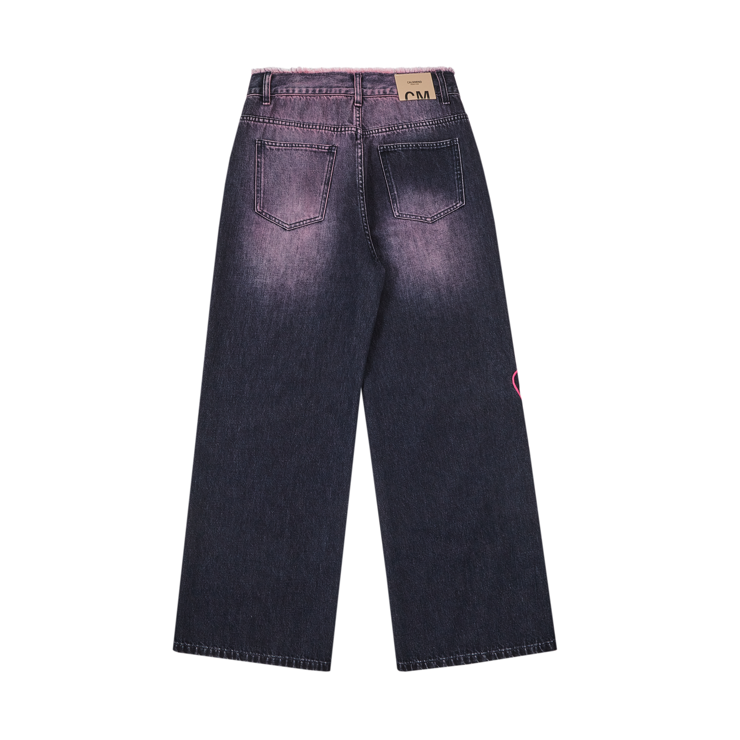 felt embroidered washed jeans